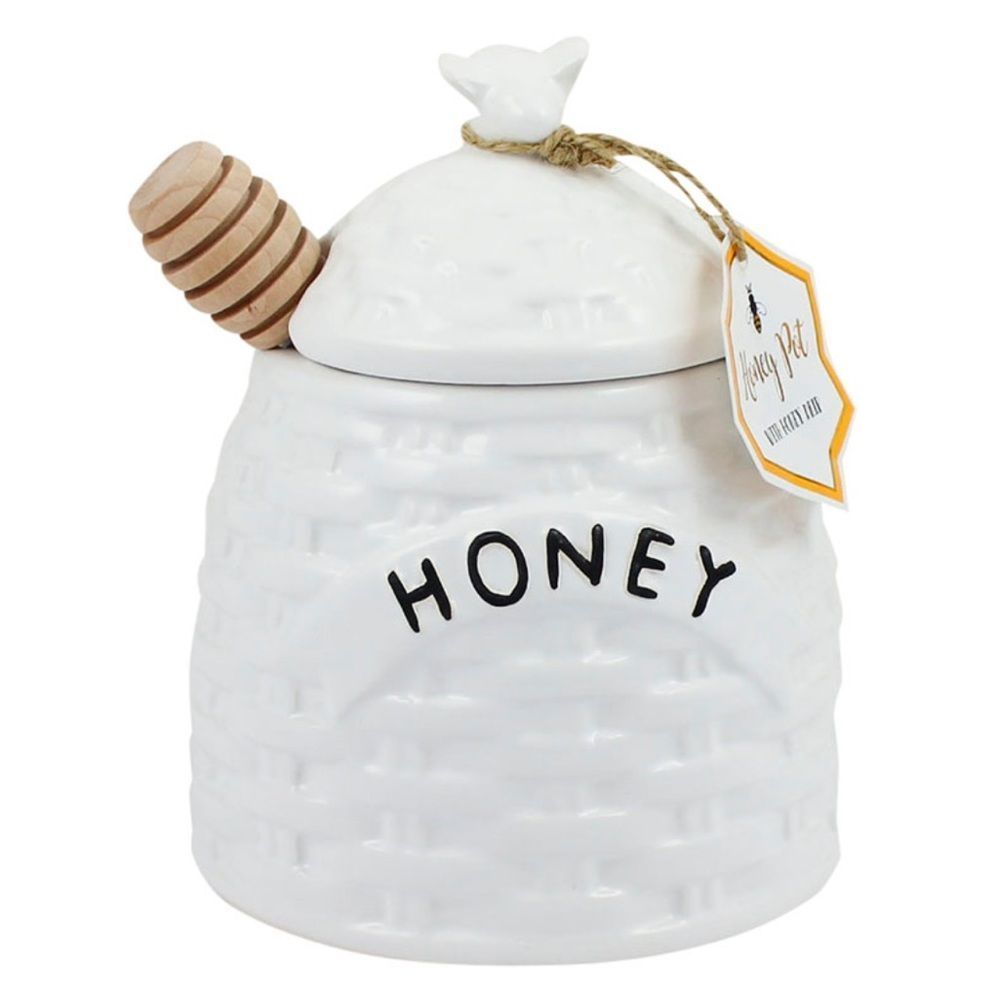 Azzure Home Honey Jar with Wooden Spoon